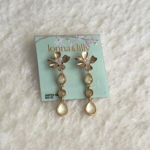 Lonna & Lilly Gold and Cream Teardrop Earrings